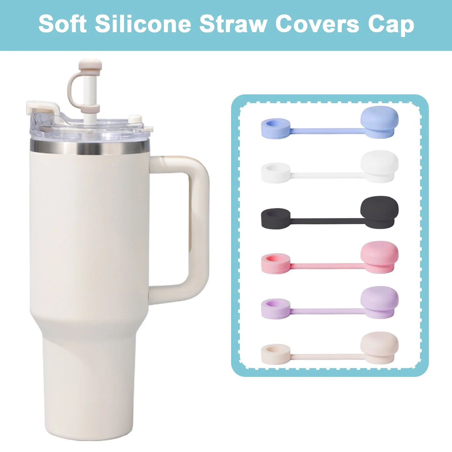 1Pcs Straw Topper Cap for Stanley Tumbler 40-20 oz, 0.4in 10mm Soft Silicone Straw Covers for Stanley Cup Accessories