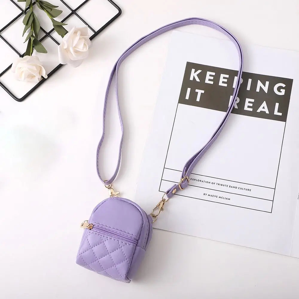 Portable Coin Purse New PU Leather Solid Color Crossbody Bag Lightweight Mini Makeup Bag Women Cash Wallet Shoulder Bag