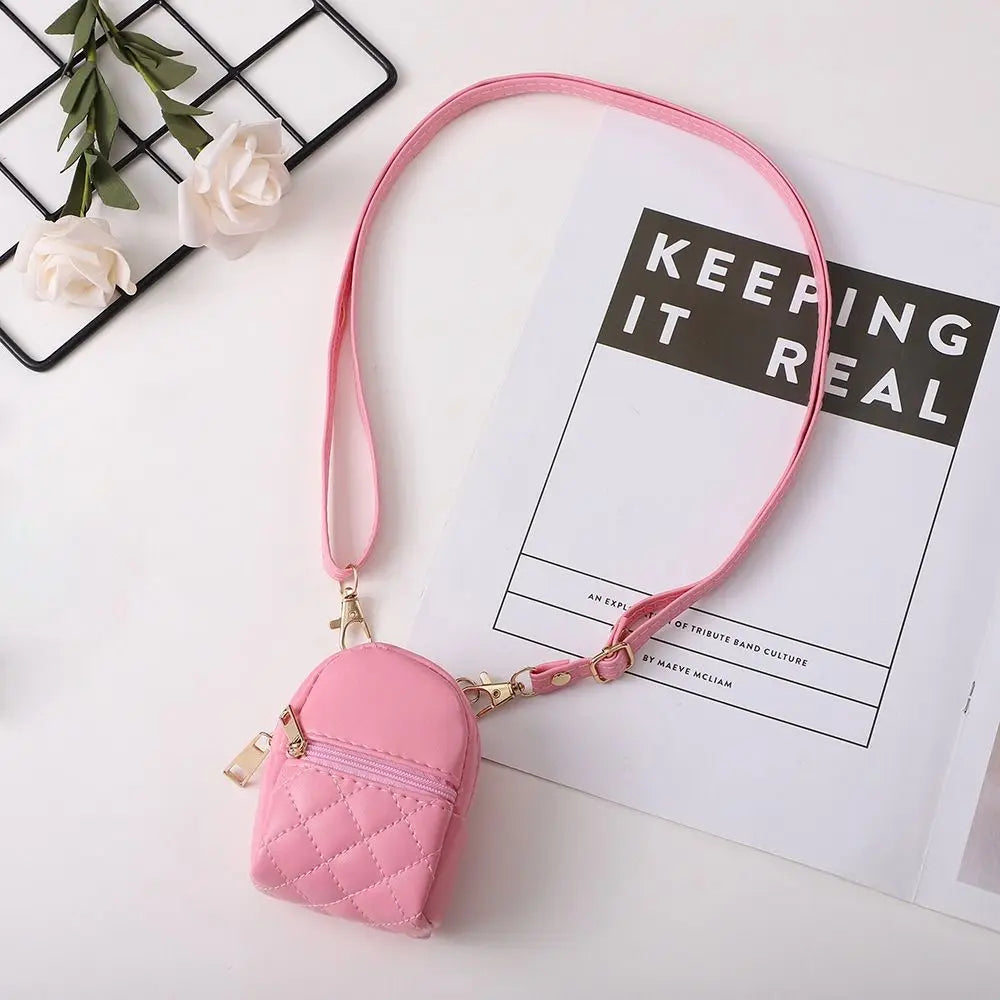 Portable Coin Purse New PU Leather Solid Color Crossbody Bag Lightweight Mini Makeup Bag Women Cash Wallet Shoulder Bag