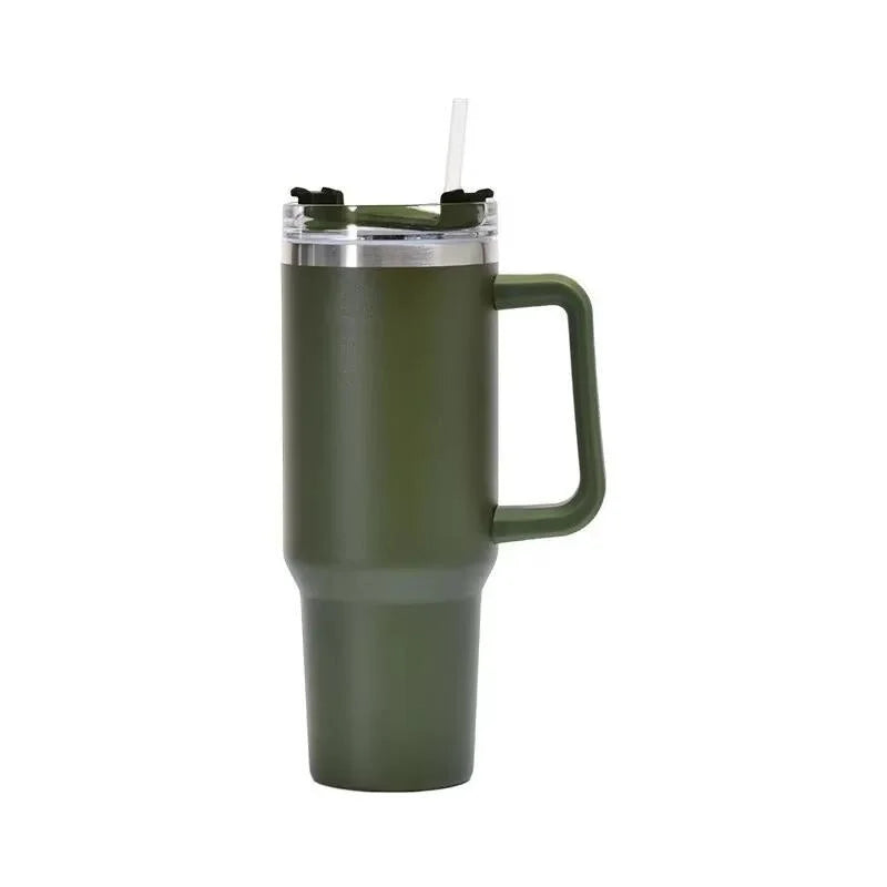 40oz 1200ML High Quality Insulated Tumbler with Handle Straw Double Wall Thermal Iced Travel Cup Coffee Cup Perfect Gift