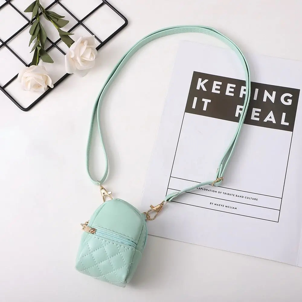 Portable Coin Purse New PU Leather Solid Color Crossbody Bag Lightweight Mini Makeup Bag Women Cash Wallet Shoulder Bag