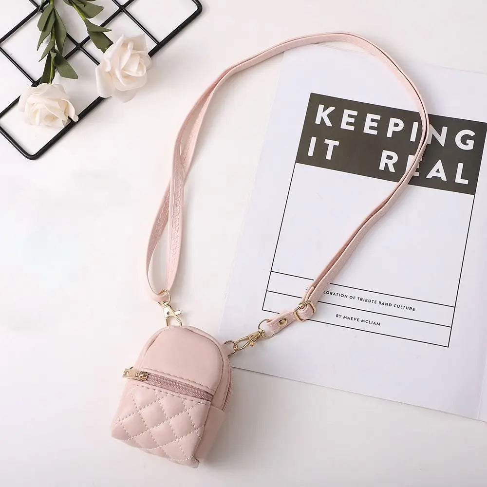 Portable Coin Purse New PU Leather Solid Color Crossbody Bag Lightweight Mini Makeup Bag Women Cash Wallet Shoulder Bag