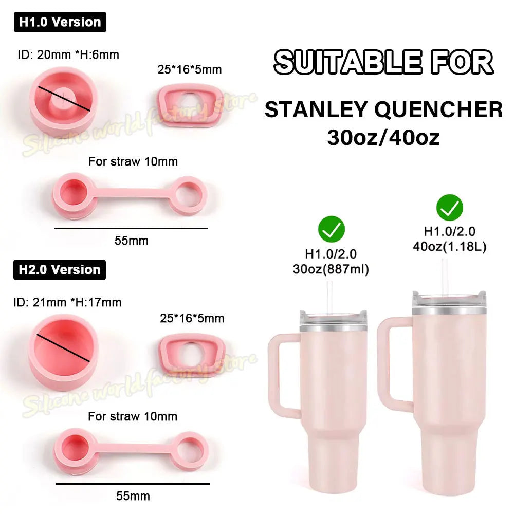 Silicone World 6PCS Silicone Spill Proof Stopper Set For Stanley Cup 1.0 2.0 Tumbler 40oz/30oz Straw Cap LeakStopper Accessories