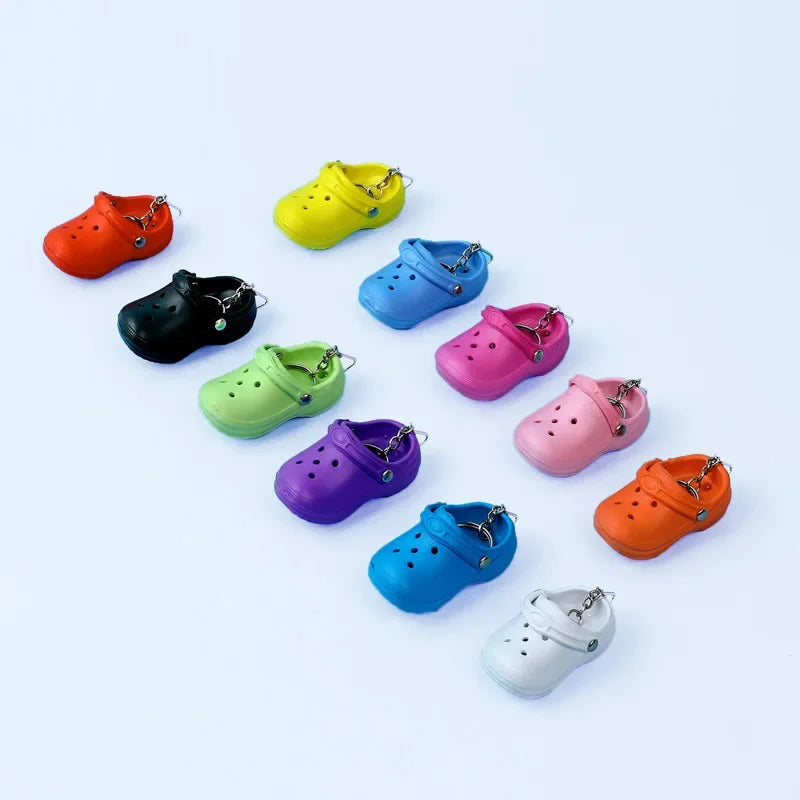 Cute 3D Mini EVA Beach Hole Little Croc Shoe Keychain Girl Gift Bag Accessories Decoration Keyring Floating KeyChain Charm