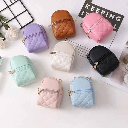 Portable Coin Purse New PU Leather Solid Color Crossbody Bag Lightweight Mini Makeup Bag Women Cash Wallet Shoulder Bag